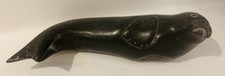 Vintage Inuit Eskimo Stone Carving Of A Seal 19cm Long Canada Signed
