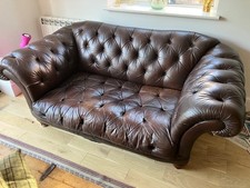 TETRAD OSKAR CHESTERFIELD BROWN LEATHER MIDI 2/3 SEATER SOFA