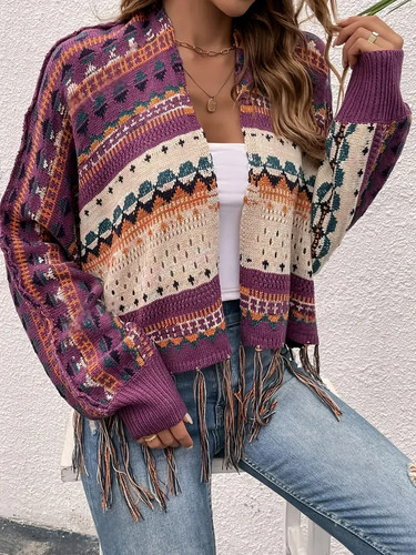 Cardigan tassel nib ethnic - cardigan,