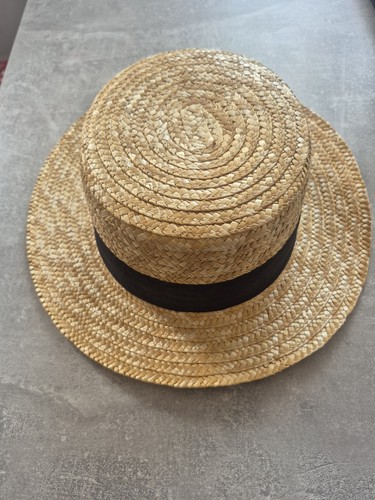 Straw boater hat - straw, vintage
