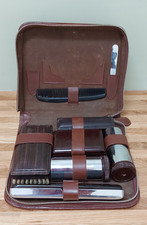 Vintage Mens Gillette Vanity Grooming Travel Set Leather Case 1930s