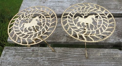 Pair vintage brass trivets - a,