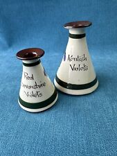 2 X Torquay Ware Violet Posy Vases - Kentish / Devonshire VIOLETS 7 Cm 10cm Tall