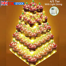LED Clear Acrylic Cupcake Stand Display Wedding & Party 4-5 Tier Cup Cake Holder