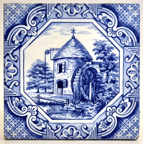 Victorian tile watermill dutch - victorian,