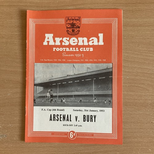 1952 arsenal bury fa - bury.,
