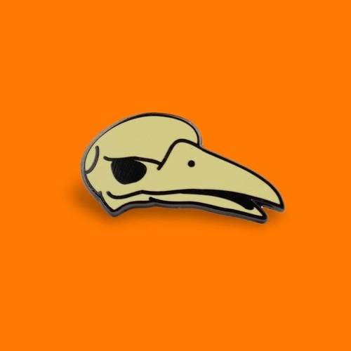 Bird skull enamel lapel pin - skull,