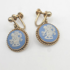 Vintage Van Dell Wedgwood Earrings Gold Filled