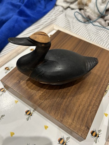 Vintage solid wood carved duck