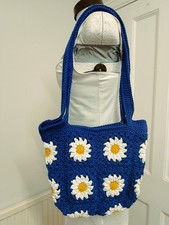 Crochet handmade daisy tote