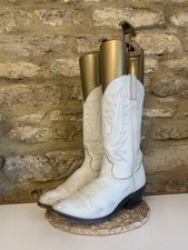 Durango Cream Embroidered Leather Womens Cowboy Boots Size UK 5 US 7M Mid Calf