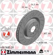 2x Brake disc internally vented 400.3685.20 ZIMMERMANN for MERCEDES-BENZ M-CLASS
