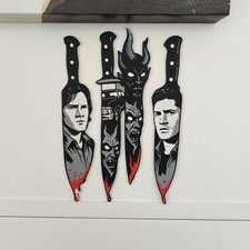 Supernatural Horror TV Show Sam & Dean Bloody Knife Fan Wall Art