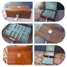 ANTIQUE 19c JEWELLERY BOX -WALNUT INLAID -  WONDERFUL INTERIOR