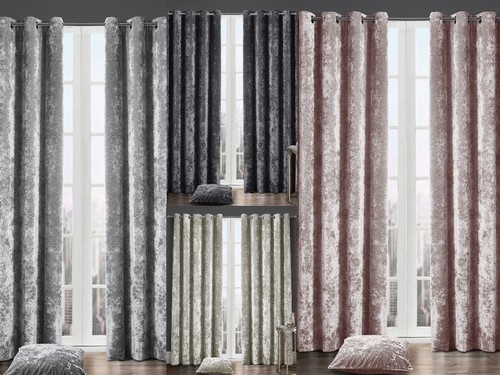 Crushed velvet curtains fully - curtains,