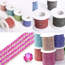 2MM , 3 MM , 4MM Diamante Rhinestone Chain trim Silver Base A Quality