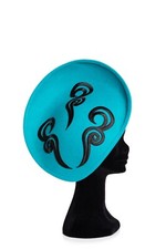 Jade felt percher with dramatic black geometric design, bespoke piece, stand out