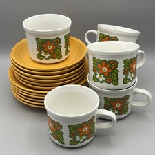 Vintage 1970s Cups Saucers Cake Plates Cartwrights Of England Tea Set 18 Piece