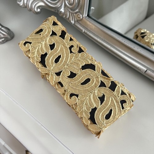 5cm gold paisley cutwork - gold,