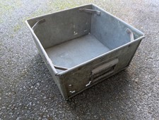 Vintage Galvanised Steel Stackable Storage Tote Bin 30x30x15cm
