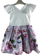 BAKER by TED BAKER Girls Dress 6 Years Floral Butterfly White Pink Sleeveless
