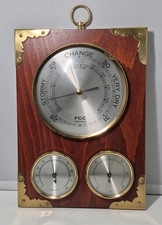 FCC Weather Station - Barometer / Thermometer / Hygrometer on wooden wall mount