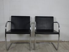A pair of Knoll Studio Mies Vander BRNO chairs in black leather