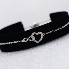925 Sterling Silver Crystal Heart Fahsion Adjustable Bracelet Women Jewellery