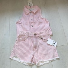 Zara Girls Stripe Shorts And Shirt Set (11/13) new