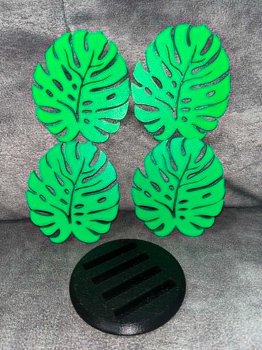 Leaf coaster set holder - set, in