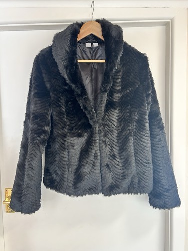 Wallis black faux fur coat - faux,
