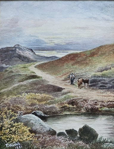 Antique landscape watercolour - antique,