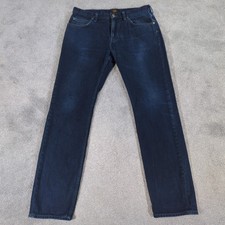 Lee Jeans Mens W33 L32 Blue Rider Denim Dark Wash Straight Regular USA