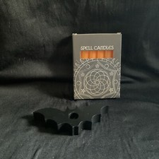Confidence Spell Candles With Bat Holder - Witch Pagan Wiccan Ritual Altar Magic