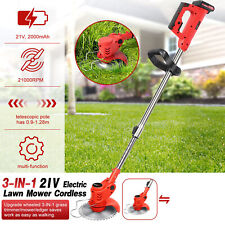 21V Cordless Electric Strimmer Grass Trimmer Cutter Garden Edger With 2 Battery