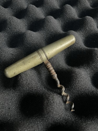 Antique brass pocket corkscrew - brass,