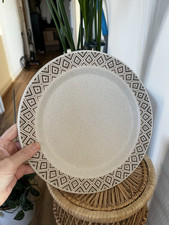 Purbeck Pottery Brown Diamond  Dinner Plate Vintage Stoneware Beige  10.5”