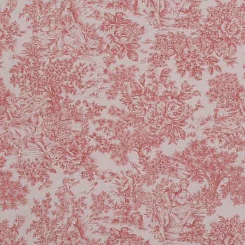 Coral pink vintage toile - pink,