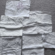 6 Vintage French sheet monogram pieces