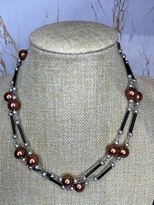 Long Brown Faux Pearl & Black