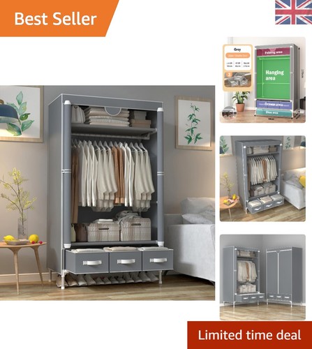 Portable canvas wardrobe grey - portable,