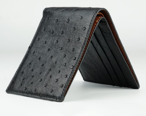 Men black ostrich skin - men's,