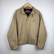 Polo Ralph Lauren Harrington Jacket Mens Size XL Beige Windbreaker Tartan Winter