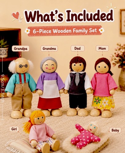 Dolls house family - of, wooden