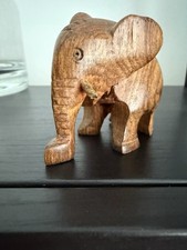 Ever So Cute Hand Carved Miniature Wooden Elephant Figurine
