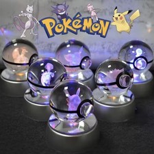 Pokémon 3D Crystal Pokéball with LED Light Base – 6 Variations