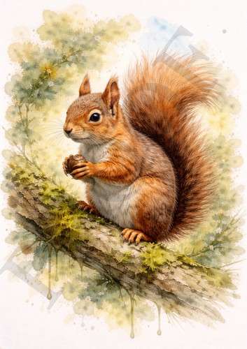 Squirrel watercolour metal - watercolour,
