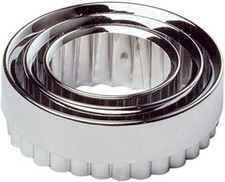 3 x PASTRY CUTTERS BISCUIT CUTTER ROUND SHAPE METAL COOKIE DOUGH CAKE CUTTER