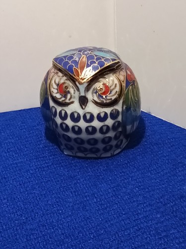 Vintage cloisonne owl figure - vintage,