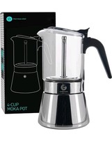 Coffee Gator 4 Cup Moka Pot, 200ml Stovetop Espresso Maker, Transparent Glass